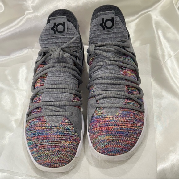 Nike Zoom KD 10 Multi Color Sneakers Flyknit Gray 897815-900 Basketball Size 13 - Picture 5 of 15